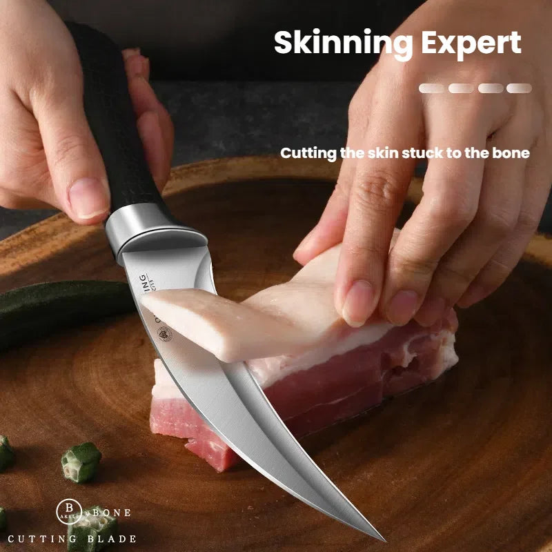Kitchen Bone Removal Knife Kitchen Knife Made of Stainless Steel Sharp and Curved Blade with a Knife Sheath and Anti-Slip Handle