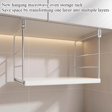 Kitchen Microwave Oven Shelf Wall Mounted Oven Rice Cooker Multifunctional Hanging Cabinet Bracket Free Punching Storage Rack