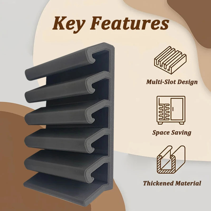 Kitchen Food Container Lid Holder Cabinet Space Saving Organizer Rack Plastic Shelf Hanger Bracket Wall Multi-Slot Sturdy Hook