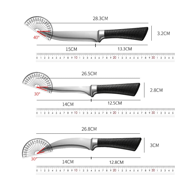 Kitchen Bone Removal Knife Kitchen Knife Made of Stainless Steel Sharp and Curved Blade with a Knife Sheath and Anti-Slip Handle