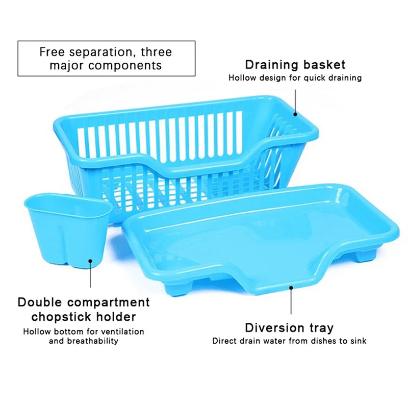Kitchen Drainage Rack With Drainer Board Countertop Utensils Plates Chopsticks Bowls Spoons Storage Dish Drying Rack
