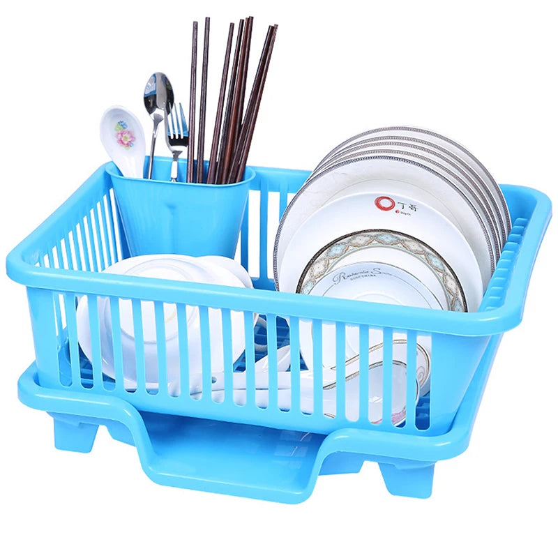 Kitchen Drainage Rack With Drainer Board Countertop Utensils Plates Chopsticks Bowls Spoons Storage Dish Drying Rack