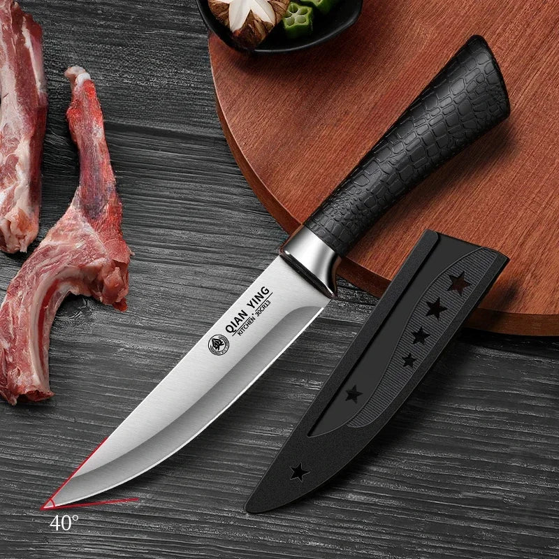 Kitchen Bone Removal Knife Kitchen Knife Made of Stainless Steel Sharp and Curved Blade with a Knife Sheath and Anti-Slip Handle