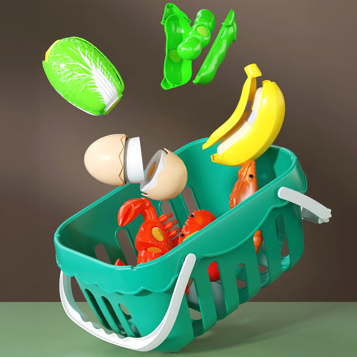 Kitchen Set Cutting Play Food Toys Pretend Cooking Fruit &Vegetables&Fast Food for Toddler&Baby,Educational Gift for Girls Boys