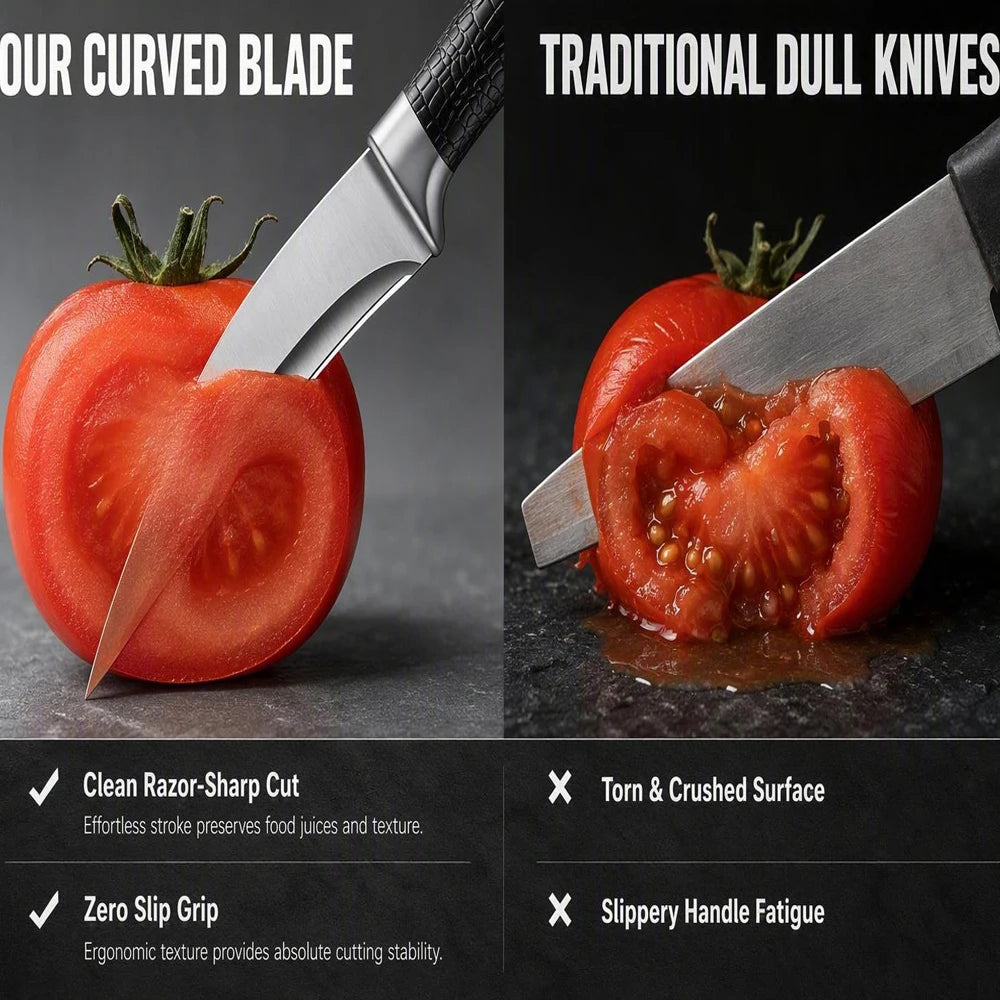 Kitchen Bone Removal Knife Kitchen Knife Made of Stainless Steel Sharp and Curved Blade with a Knife Sheath and Anti-Slip Handle